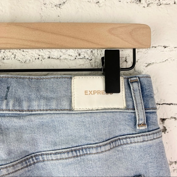 Express Flare High Rise Light Wash Metallic Embroidered Jeans 6 - Picture 8 of 11